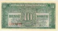 Tschechoslowakei 10 Korun Geldschein, undated (1945), KM:60a, UNZ- -