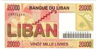 Lebanon 20,000 Livres Geldschein, KM:72, UNZ- -