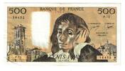 Frankreich 500 Francs Pascal, P.72, SS, Fayette:71.16, KM:156d -
