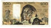 Frankreich 500 Francs Pascal, P.47, S+, Fayette:71.12, KM:156c -