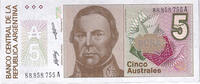 Argentinien 5 Australes Geldschein, KM:324b, UNZ -