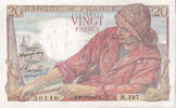 Frankreich 20 Francs Pêcheur, H.197, UNZ-, Fayette:13.14, KM:100c -