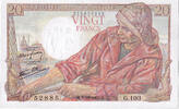 Frankreich 20 Francs Pêcheur, G.103, UNZ, Fayette:13.7, KM:100a -