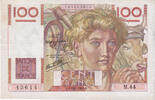 Frankreich 100 Francs Jeune Paysan, M.44, UNZ-, Fayette:28.4, KM:128a -