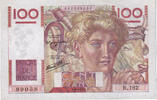 Frankreich 100 Francs Jeune Paysan, B.182, UNZ-, Fayette:28.13, KM:128a -