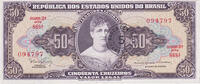 Brasilien 5 Centavos on 50 Cruzeiros Geldschein, KM:184a, UNZ -