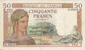 Frankreich 50 Francs Cérès, G.12319, VZ, Fayette:18.39, KM:85b -