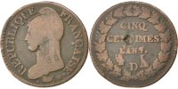 Frankreich 5 Centimes Münze, Dupré, Lyon, SGE+, Bronze, KM:640.5 -