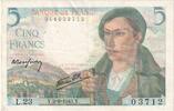 Frankreich 5 Francs Berger, L.23, SS, Fayette:05.01, KM:98a -
