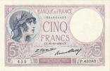 Frankreich 5 Francs Violet, P.43383, UNZ, Fayette:3.14, KM:72d -