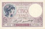 Frankreich 5 Francs Violet, P.55943, VZ, Fayette:3.17, KM:72e -