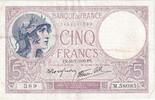 Frankreich 5 Francs Violet, M.58085, SS, Fayette:04.01, KM:83 -