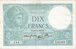Frankreich 10 Francs Minerve, X.81969, SS, Fayette:07.24, KM:84 -