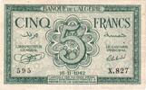 Algeria 5 Francs 1942-11-16, KM:91, SS -