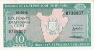 Burundi 10 Francs 1981-06-01, UNZ -