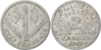 Frankreich 2 Francs Münze, Bazor, S, Aluminium, KM:904.2, Gadoury:536 -