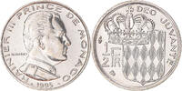 Monaco 1/2 Franc Münze, Rainier III, Paris, BU, STGL, Nickel -