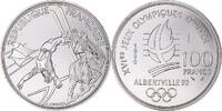 Frankreich 100 Francs Münze, Albertville - Ski acrobatique, Monnaie de -