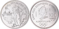 Frankreich 100 Francs Münze, Albertville - Ski de fond, Monnaie de -
