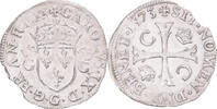 Frankreich Douzain aux deux C Münze, Charles IX, Poitiers, SS+, Silber -
