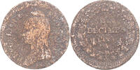 Frankreich Decime Münze, Dupré, Paris, SGE, Kupfer, Gadoury:187 -