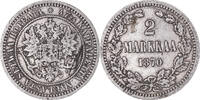 Finnland 2 Markkaa Münze, Alexander II, Helsinki, SS, Silber, KM:7.1 -