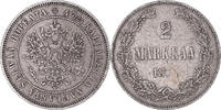 Finnland 2 Markkaa Münze, Alexander II, Helsinki, SS, Silber, KM:7.2 -