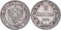 Finnland 2 Markkaa Münze, Alexander II, Helsinki, SS, Silber, KM:7.2 -