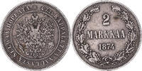 Finnland 2 Markkaa Münze, Alexander II, Helsinki, SS, Silber, KM:7.2 -