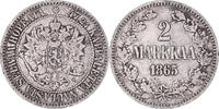 Finnland 2 Markkaa Münze, Alexander II, Helsinki, SS, Silber, KM:7.1 -