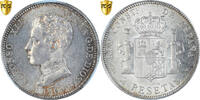 Spanien 2 Pesetas Münze, Alfonso XIII, Madrid, PCGS, MS63, UNZ, Silber -