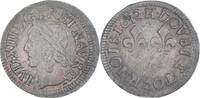 Frankreich Double Tournois Münze, Louis XIII, La Rochelle, S+, Kupfer -