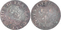 Frankreich Double Tournois Münze, Louis XIII, Paris, SS, Kupfer -