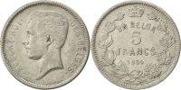 Belgien 5 Francs, 5 Frank Münze, SS, Nickel, KM:97.1 -