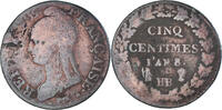 Frankreich 5 Centimes Münze, Dupré, Strasbourg, S+, Kupfer -