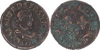 Frankreich Double Tournois Münze, Louis XIII, Poitiers, SS, Kupfer -
