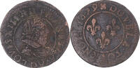 Frankreich Double Tournois Münze, Louis XIII, Lyon, SS, Kupfer -