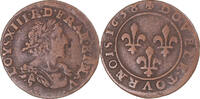 Frankreich Double Tournois Münze, Louis XIII, Lay, SS, Kupfer, KM:86.8 -