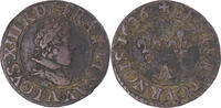 Frankreich Denier Tournois Münze, Louis XIII, Paris, S+, Kupfer -