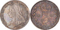 Großbritannien 3 Pence Münze, Victoria, London, UNZ, Silber, KM:777 -