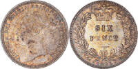 Großbritannien 6 Pence Münze, Victoria, London, UNZ, Silber, KM:757 -