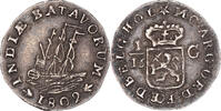 NETHERLANDS EAST INDIES 1/16 Gulden Münze, Dordrecht, VZ, Silber, KM:78 -