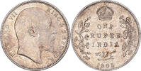 INDIA-BRITISH Rupee Münze, Edward VII, Calcutta, VZ, Silber, KM:508 -