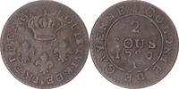 2 Sous 1789 A Münze, FRENCH GUIANA, Louis XVI, Paris, S+, Billon, KM:1