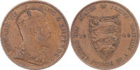Jersey 1/24 Shilling Münze, Edward VII, London, SS, Bronze, KM:9 -
