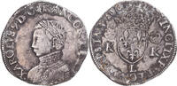 Frankreich Teston au deux K couronnés Münze, Charles IX, Bayonne, S+ -
