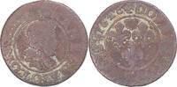 Frankreich Double Tournois Münze, Louis XIII, Riom, S, Kupfer -