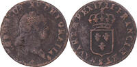 Frankreich Liard au buste enfantin Münze, Louis XV, Reims, S, Kupfer -
