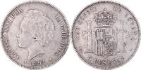 Spanien 5 Pesetas Münze, Alfonso XIII, Madrid, S+, Silber, KM:700 -