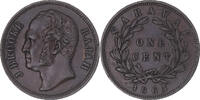 Sarawak Cent Münze, James Brooke, Heaton, SS+, Kupfer, KM:3 -